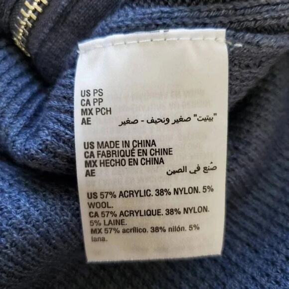 INC Waffle Knit Sweater Top Womans Size PS Blue Side-Zip Long Sleeve NEW - Picture 7 of 8